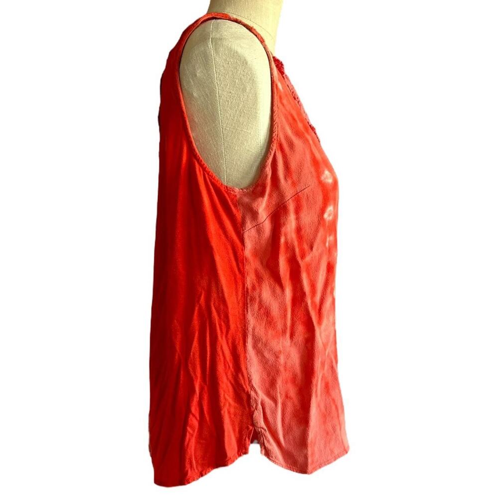Womens Tank Top Side Medium Upcycled Orange Tie Dye Flowy Summer Hippie Fun - Picture 3 of 8